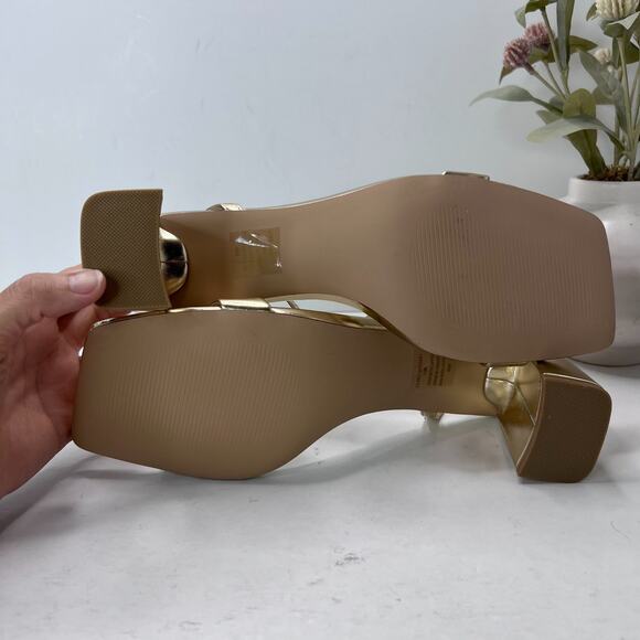 Steve Madden Luxe Block Heel Sandals Ankle Strap Square Toe Gold Women's 11M - Picture 8 of 11